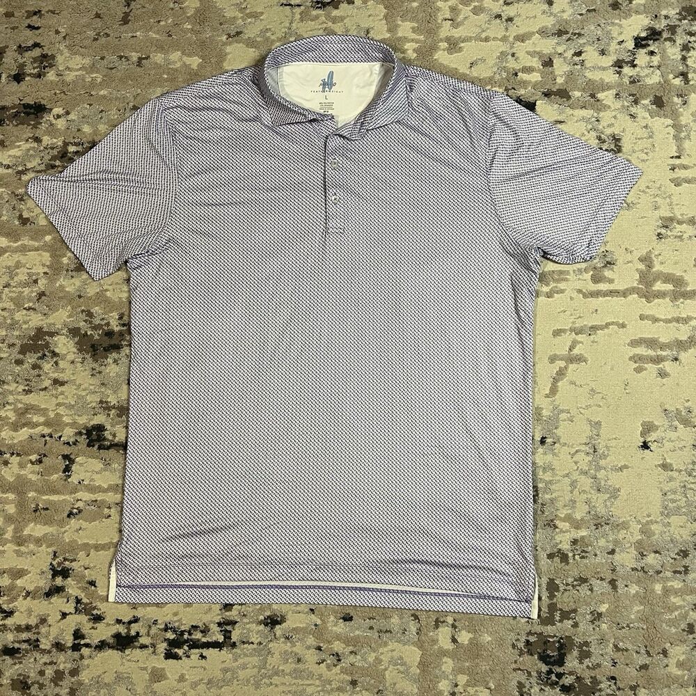 Johnnie-O Featherweight Polo Mens L Purple AOP Golf Performance Stretch UPF50